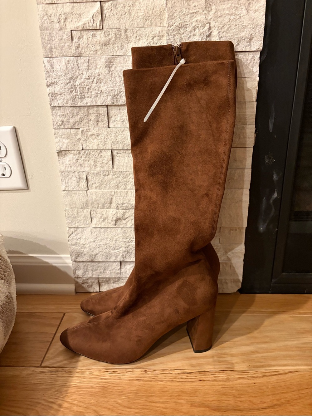 Jeffrey Campbell Brown Faux Suede Knee High Block Heel Boots Size 10 NWOT